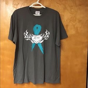 C PORT & CO unisex “Ride For A Cure” tee sz L gray,    looks new